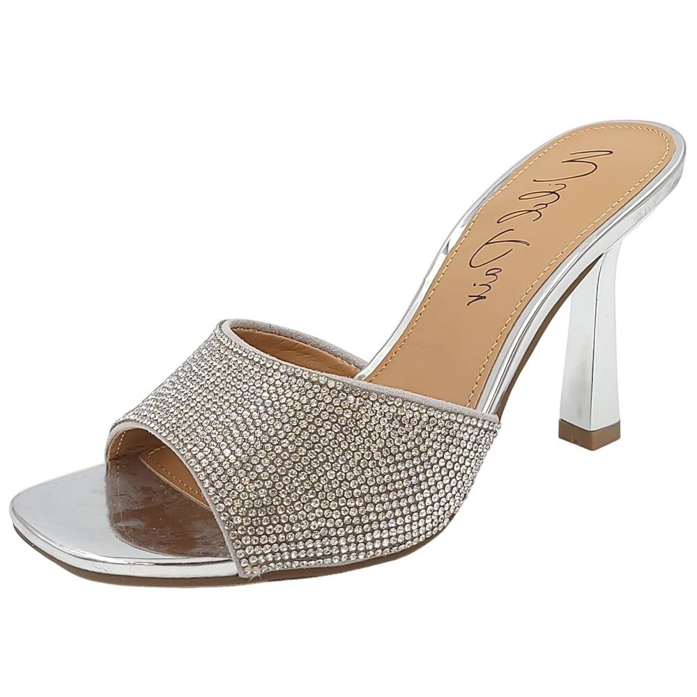 Wild Pair Women Luuna 2 Tall Heel Slide Sandals US 7.5M Crystal Silver